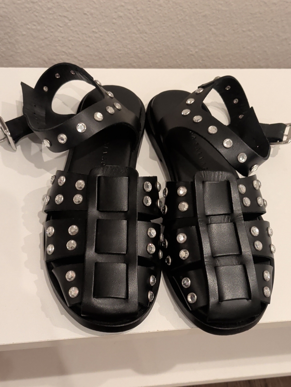 Freda Salvador Sera Sandals - Black With Gems NWOT
